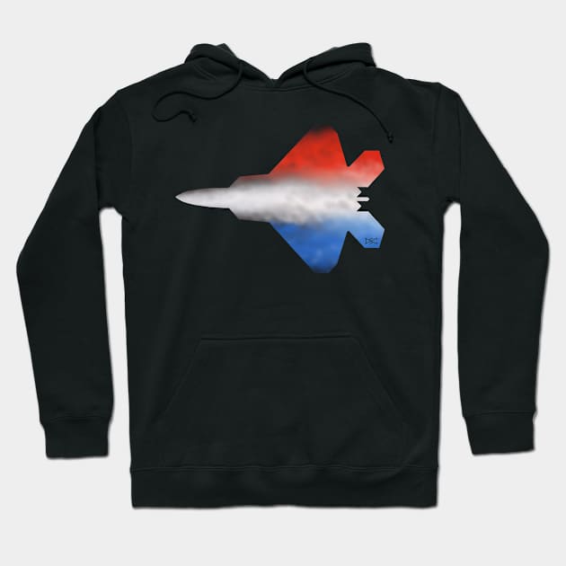 F-22 Red White Blue Silhouette Hoodie by DSCarts